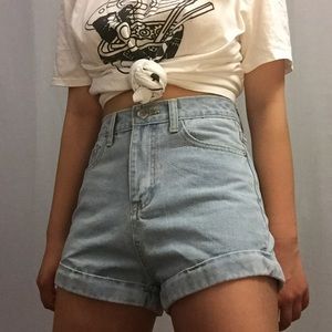 BRAND NEW Light blue cuffed high waisted shorts